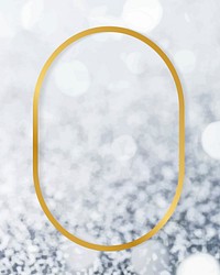 Golden framed oval on a glitter textured vector