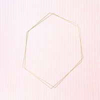 Golden framed hexagon on a pink textured vector