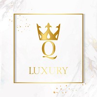 Golden square luxury frame on a marble textured background vector