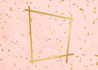 Golden framed trapezium on a pink texture