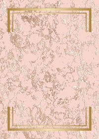 Gold rectangle frame on a rough rose gold background