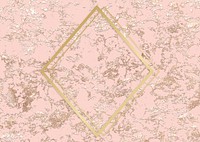 Gold rhombus frame on a rough rose gold background