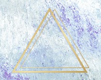 Gold triangle frame on a blue abstract patterned background
