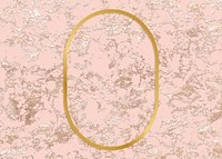 Gold oval frame on a rough rose gold background
