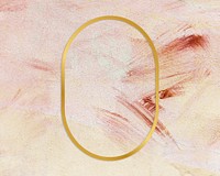 Gold oval frame on a pink paintbrush stroke patterned background