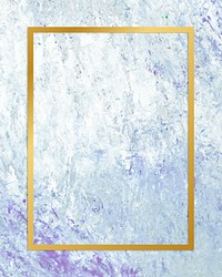 Gold rectangle frame on a blue abstract patterned background