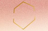 Gold hexagon frame on a rose gold background