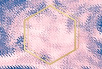 Gold hexagon frame on a pink abstract background