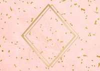 Gold rhombus frame on a pink patterned background