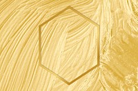 Gold hexagon frame on a yellow paintbrush stroke patterned background