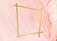 Gold trapezium frame on a pastel pink paintbrush stroke patterned background