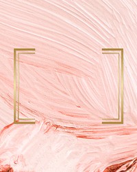 Gold square frame on a pastel pink paintbrush stroke patterned background
