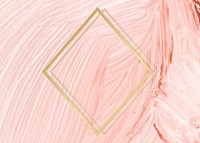 Gold rhombus frame on a pastel pink paintbrush stroke patterned background