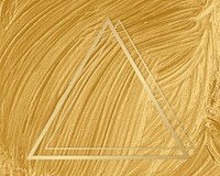 Gold triangle frame on a yellow paintbrush stroke patterned background