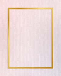 Gold rectangle frame on a pinkish blue fabric background