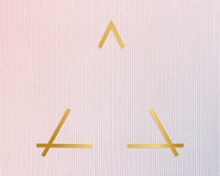 Gold ftriangle rame on a pinkish blue fabric background