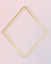 Gold rhombus frame on a pinkish blue fabric background