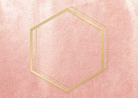 Gold hexagon frame on a rose gold background illustration