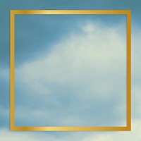 Gold square frame on a blue sky background