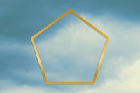 Gold pentagon frame on a blue sky background
