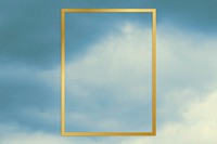 Gold rectangle frame on a blue sky background