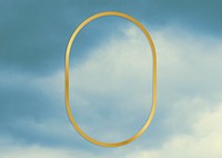 Gold oval frame on a blue sky background illustration