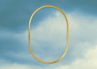 Gold oval frame on a blue sky background