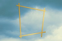 Gold trapezium frame on a blue sky background