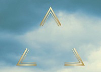 Gold triangle frame on a blue sky background