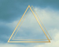 Gold triangle frame on a blue sky background