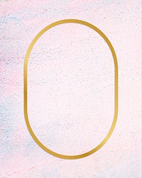 Gold oval frame on a pastel concrete background