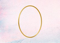 Gold oval frame on a pastel concrete background