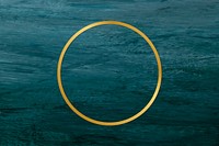 Gold circle frame on a blue brushstroke textured background
