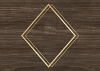 Gold rhombus frame on a wooden background illustration