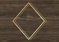 Gold rhombus frame on a wooden background