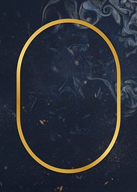 Gold oval frame on a universe patterned background