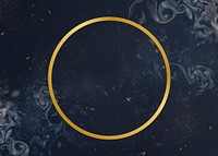 Gold round frame on a universe patterned background