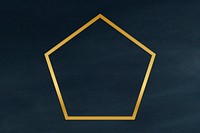 Gold pentagon frame on a clear night sky background