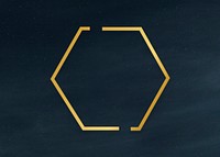 Gold hexagon frame on a clear night sky background