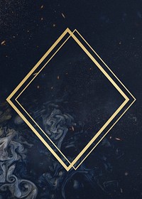Gold rhombus frame on a universe patterned background