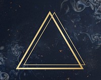 Gold triangle frame on a universe patterned background