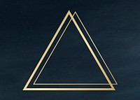 Gold triangle frame on a clear night sky background