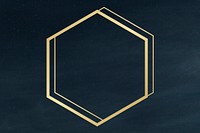 Gold hexagon frame on a clear night sky background illustration