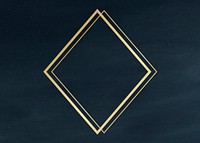 Gold rhombus frame on a clear night sky background