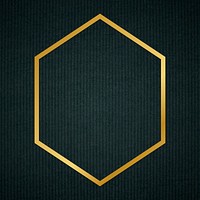 Gold hexagon frame on a dark fabric textured background illustration