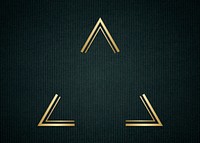 Gold triangle frame on a dark fabric textured background