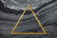 Gold triangle frame on a gray marble textured background
