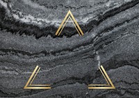 Gold triangle frame on a gray marble textured background illustration