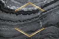 Gold hexagon frame on a gray marble textured background