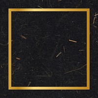 Gold square frame on a black mulberry paper textured background